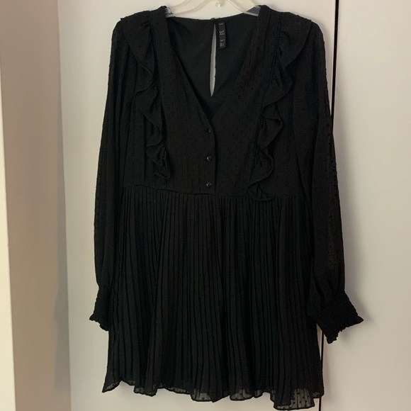 Zara Black Swiss Dot Jumpsuit Pleated Dress - Picture 2 of 16